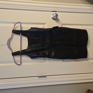 Black faux leather cocktail dress